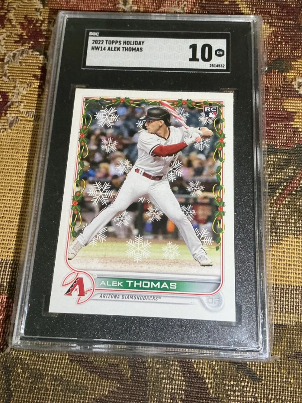 HW14 Alek Thomas 2022 Topps Holiday rookie card graded SGC 10